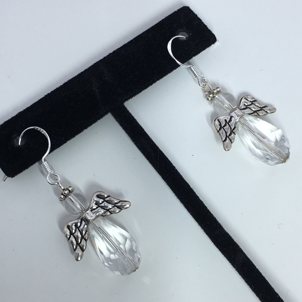 🔴 Clear Crystal Angel Earrings